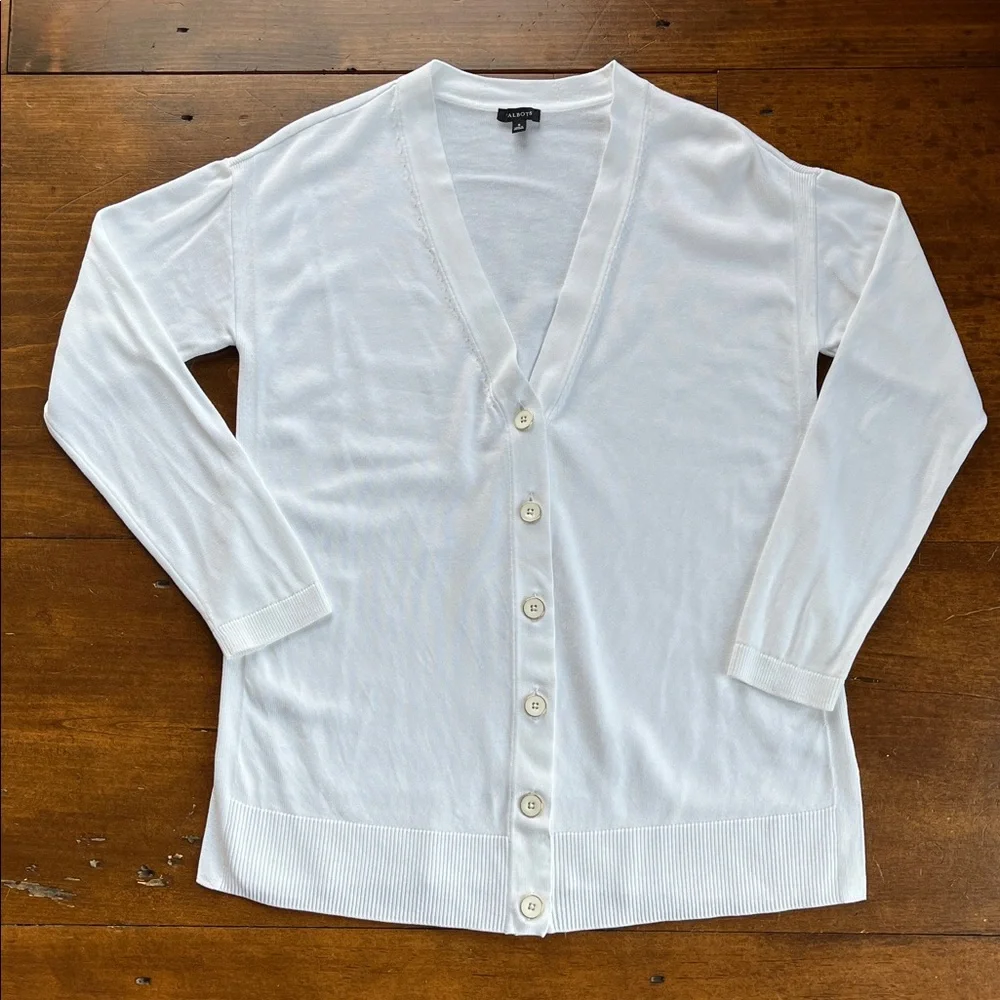 Talbots White Button Down Cardigan Sz S